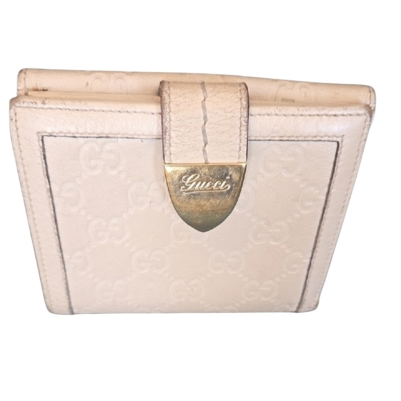 Gucci Guccicima Gold Accent Beige Leather  Wallet - Picture 2 of 11